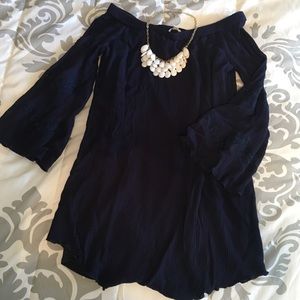 Navy Off the Shoulder Dress